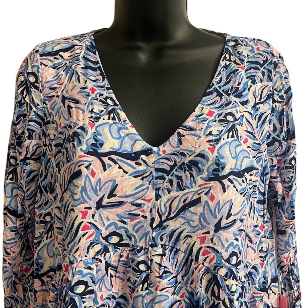 Simply Southern Floral V-Neck Lined Dress Sz S - Picture 2 of 6